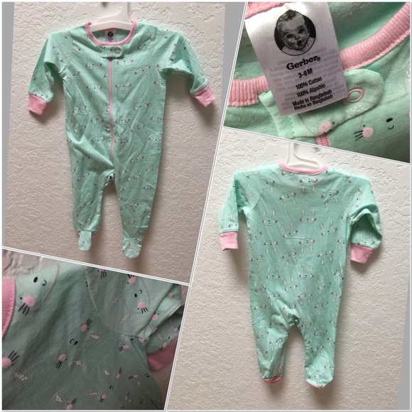 NWOT Gerber Bunny Pattern Long Sleeve Onesie - Picture 4 of 5